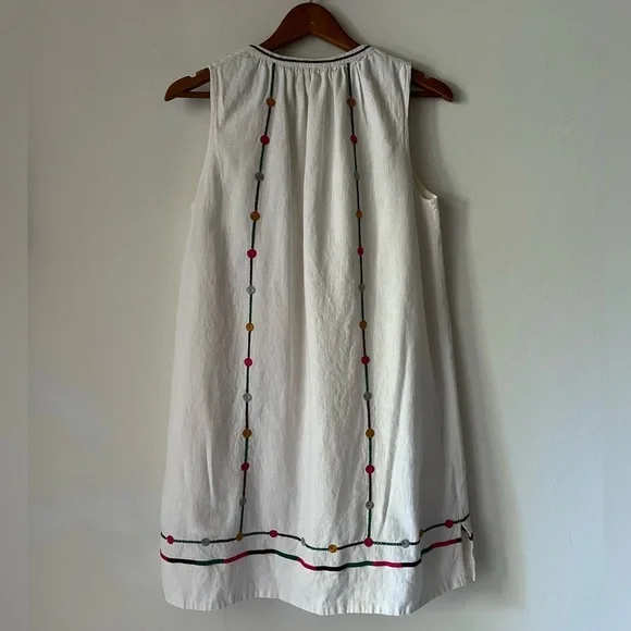 Madewell Willow Embroidered Shift Dress Boho Linen Blend Dress size S Lined - Picture 3 of 12